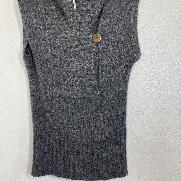 Free People Sweater Womens Small Wool Blend Cowl Neck Button Pullover Pocket - Picture 4 of 16